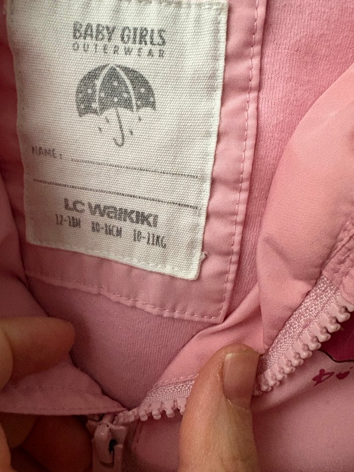 Kız Çocuk Pembe Fermuarlı Yağmurluk - Görsel 2