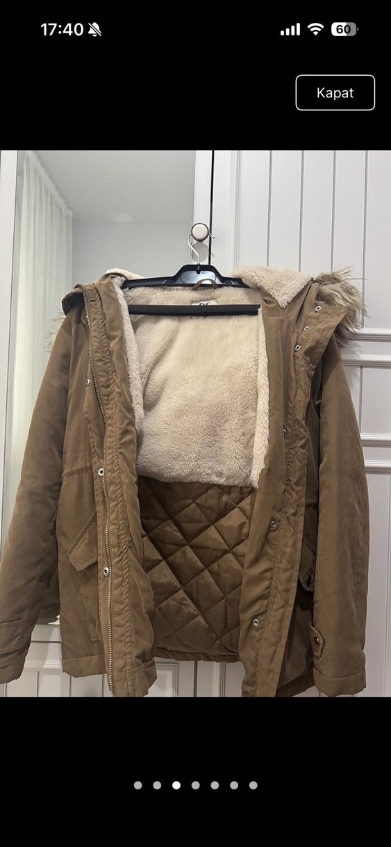 Kahverengi Kürklü Kapüşonlu Kadın Kışlık mont - Görsel 3