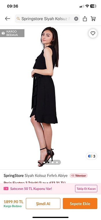 38 Beden siyah Renk Fırfırlı siyah elbise
