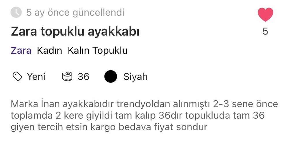 36 Beden siyah Renk Zara Ayakkabı