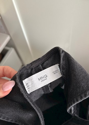 s Beden siyah Renk Mango Siyah Kot Wide Leg Askılı Salopet Tulum