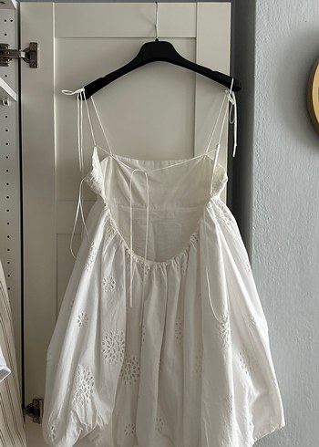 Zara Beyaz Mini Bohem Balon Elbise