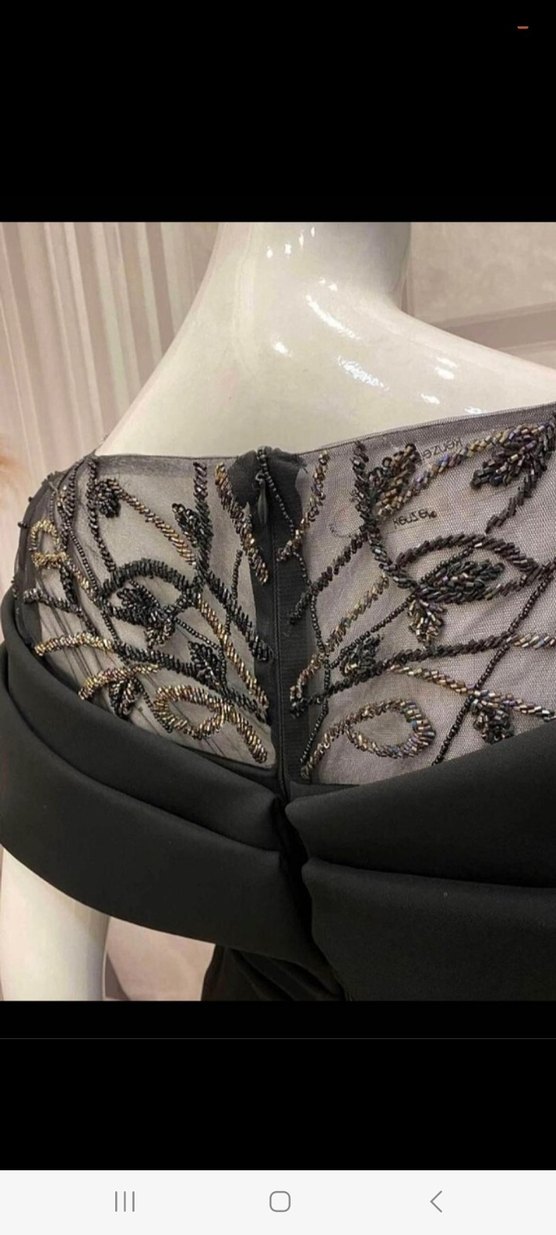 Siyah Uzun Drapeli Gotik Abiye Elbise - Görsel 3