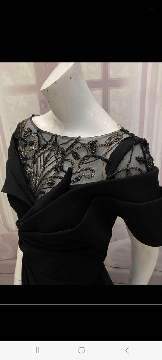 Siyah Uzun Drapeli Gotik Abiye Elbise - Görsel 2