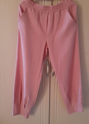 Pembe Drapeli V Yaka Kolsuz Mini Bluz pantolon ikili takım - Görsel 3