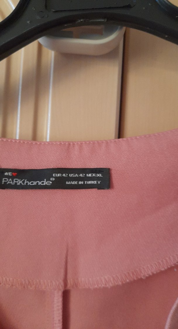 Pembe Drapeli V Yaka Kolsuz Mini Bluz pantolon ikili takım - Görsel 2