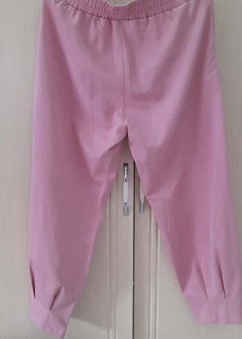Pembe Rahat Kesim Kadın Kumaş Pantolon ikli takim - Görsel 3