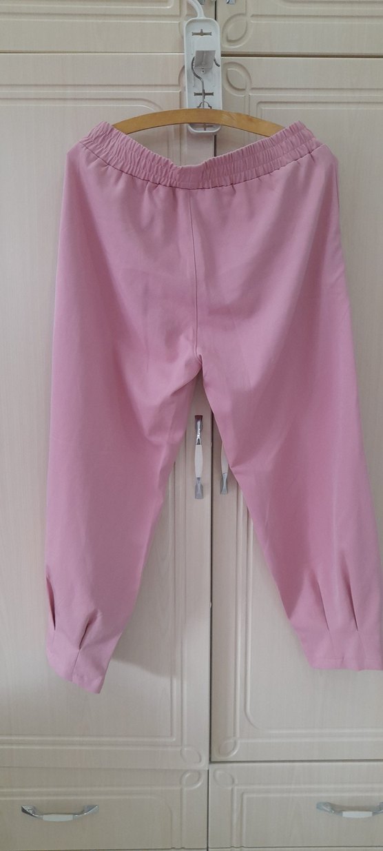 Pembe Rahat Kesim Kadın Kumaş Pantolon ikli takim - Görsel 3