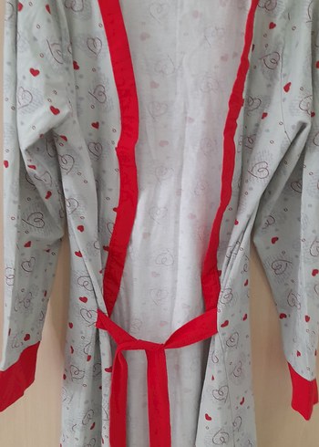 Gri Uzun Kollu Kadın Bornoz - Görsel 2