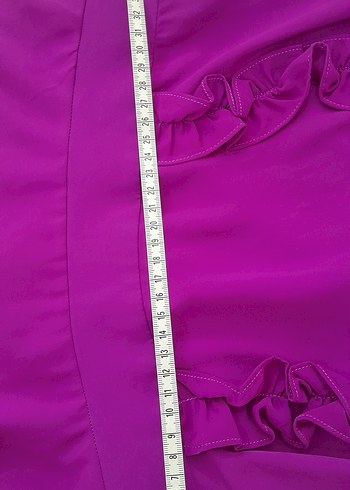 Mor Volanlı Midi Kadın Elbise - Görsel 3