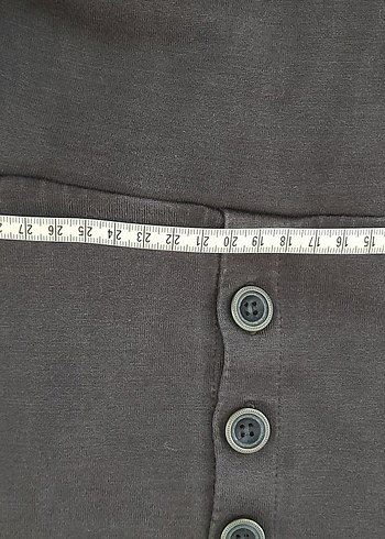 Düğmeli Gri Keten Midi Elbise - Görsel 4