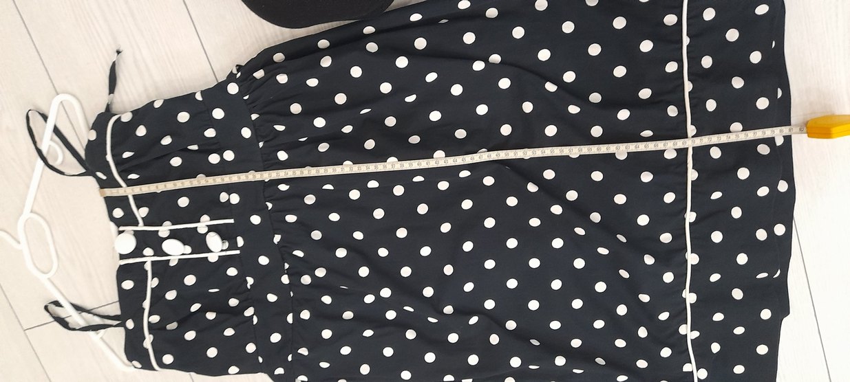 Siyah Puantiyeli Straplez Midi Elbise - Görsel 5