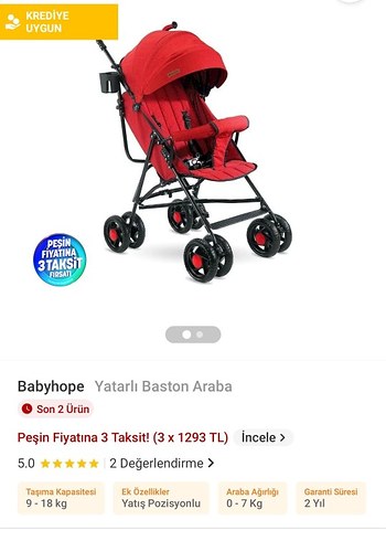 Kırmızı Bebek Arabası - Görsel 2