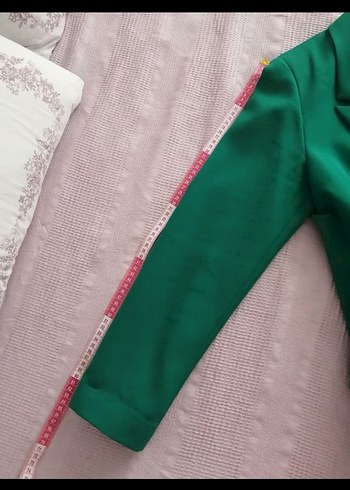 Düğmeli Yeşil Kadın Uzun Blazer Ceket - Görsel 6