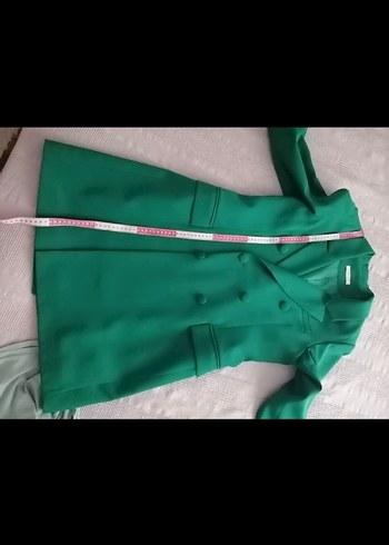 Düğmeli Yeşil Kadın Uzun Blazer Ceket - Görsel 3