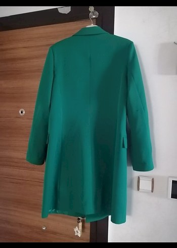 Düğmeli Yeşil Kadın Uzun Blazer Ceket - Görsel 7