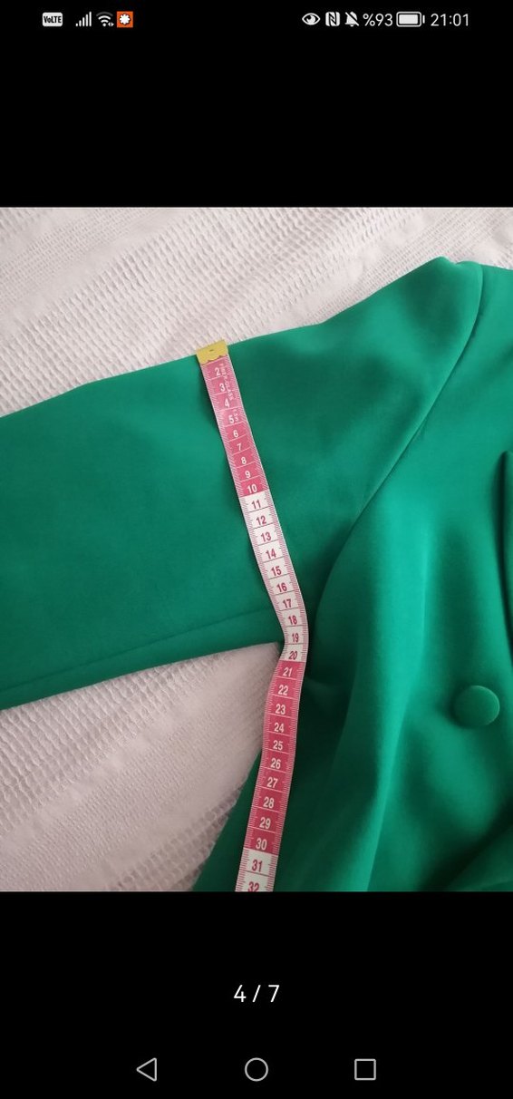 Düğmeli Yeşil Kadın Uzun Blazer Ceket - Görsel 5