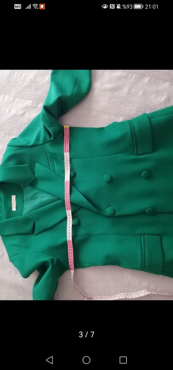 Düğmeli Yeşil Kadın Uzun Blazer Ceket - Görsel 4