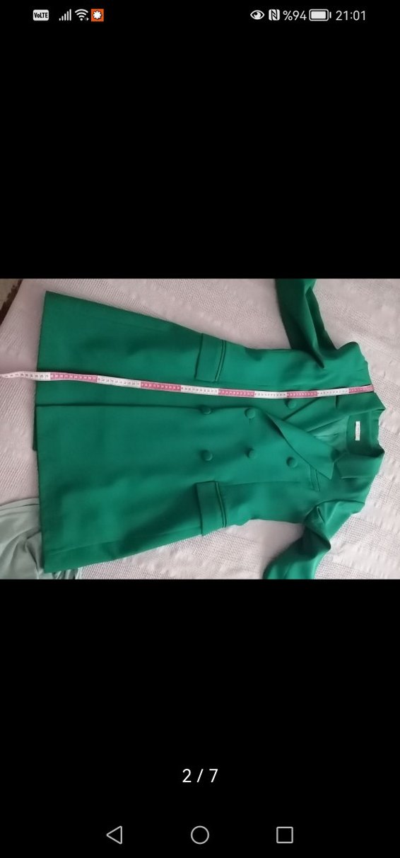 Düğmeli Yeşil Kadın Uzun Blazer Ceket - Görsel 2