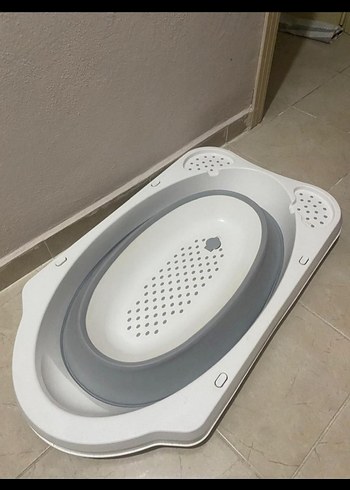 Katlanabilir Beyaz ve Gri Plastik bebek küveti seti Seti - Görsel 3