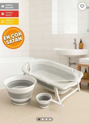 Katlanabilir Beyaz ve Gri Plastik bebek küveti seti Seti - Görsel 8