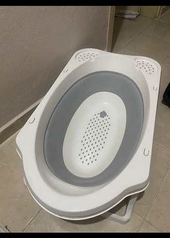Katlanabilir Beyaz ve Gri Plastik bebek küveti seti Seti - Görsel 2