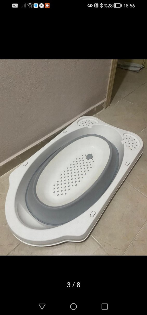 Katlanabilir Beyaz ve Gri Plastik bebek küveti seti Seti - Görsel 3