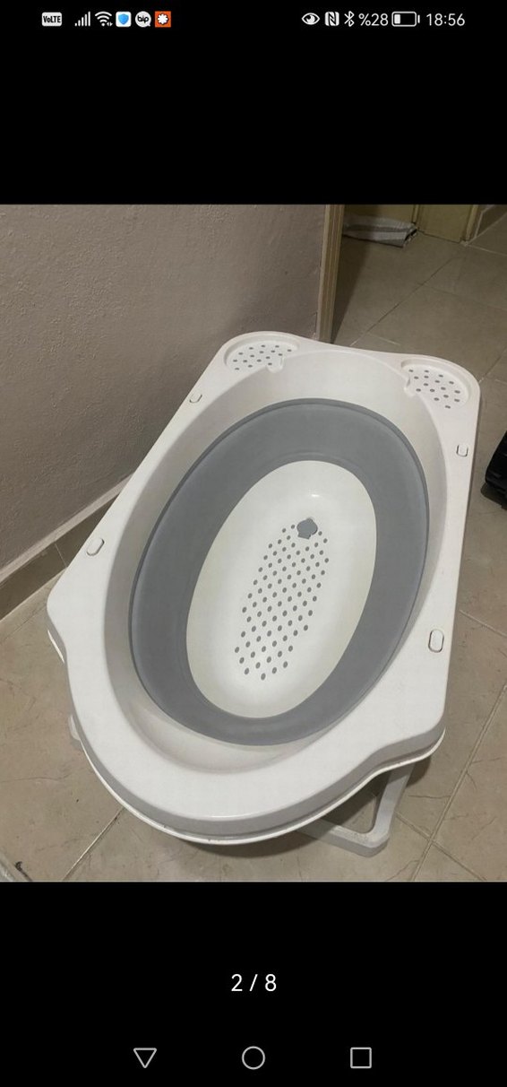 Katlanabilir Beyaz ve Gri Plastik bebek küveti seti Seti - Görsel 2