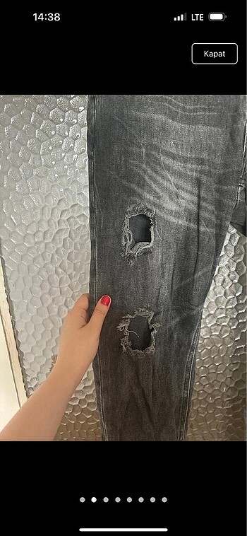 Koton GRİ YIRTIK KOT PANTOLON ERKEK