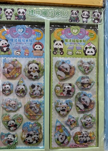 Renkli Panda Temalı Kabarık Çıkartmalar