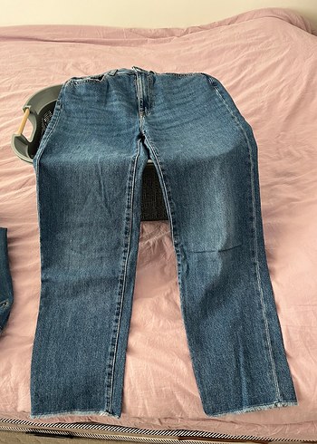 Kadın Mavi Bol Kesim Denim Pantolon