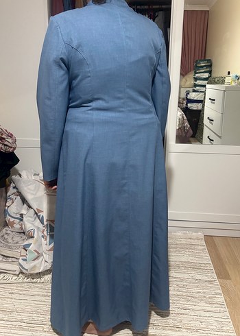 Kadın Uzun Kot Pardösü Fermuarlı - Görsel 3