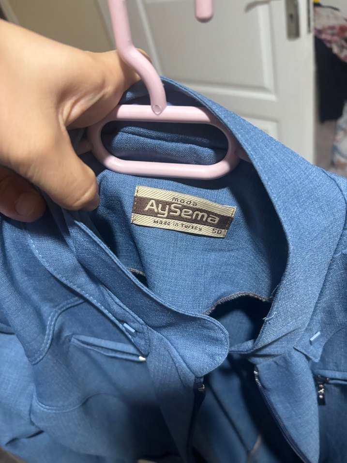 Kadın Uzun Kot Pardösü Fermuarlı - Görsel 5