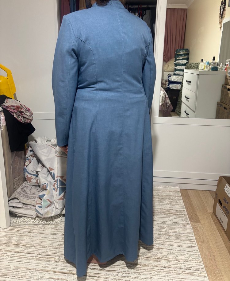 Kadın Uzun Kot Pardösü Fermuarlı - Görsel 4