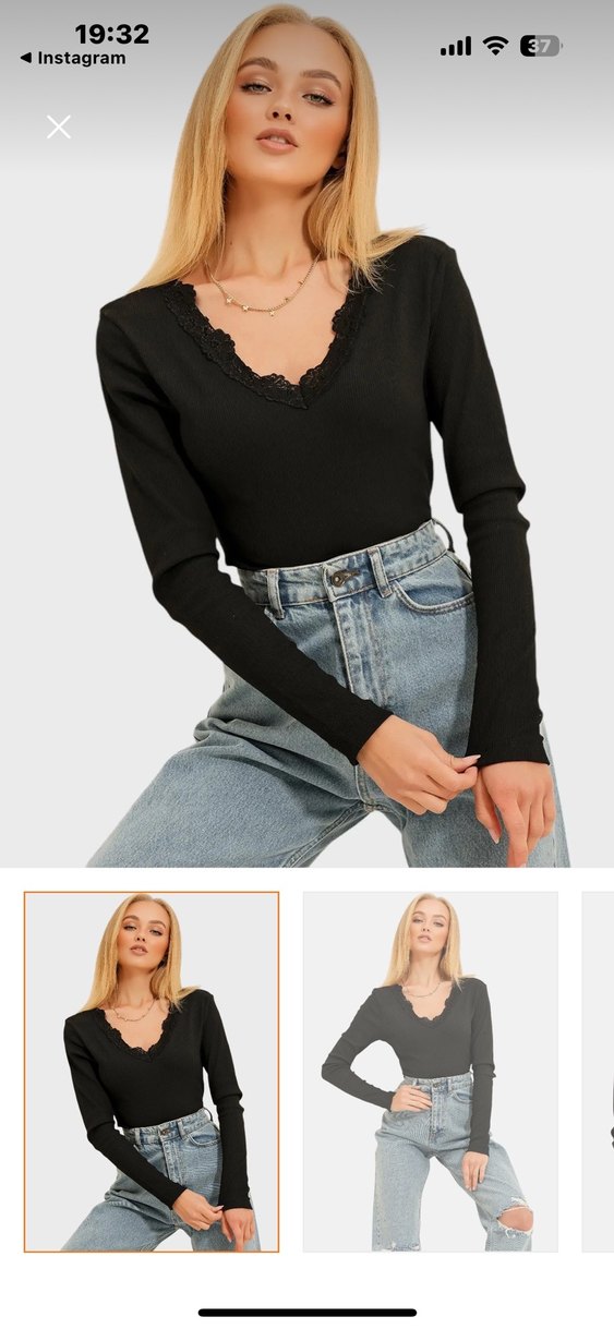 Düğmeli V Yaka Siyah Kadın Kazak - Görsel 2