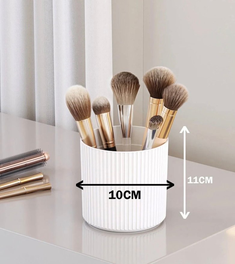 Şeffaf Kapaklı Beyaz Makyaj Fırçası Organizeri - Görsel 2