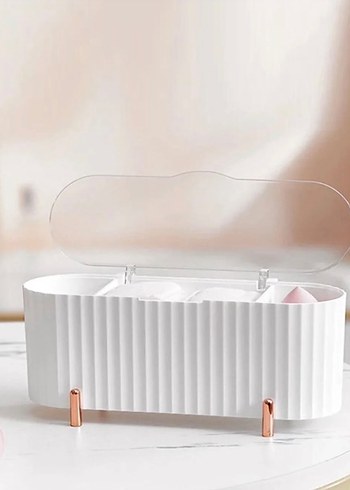 Beyaz Makyaj Organizer Kutusu Kapaklı - Görsel 2