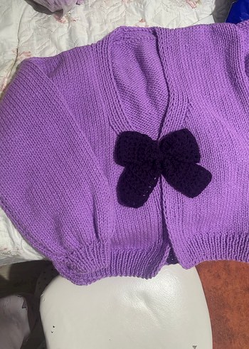 Mor el örgüsü hırka Kız Hırka - Görsel 3