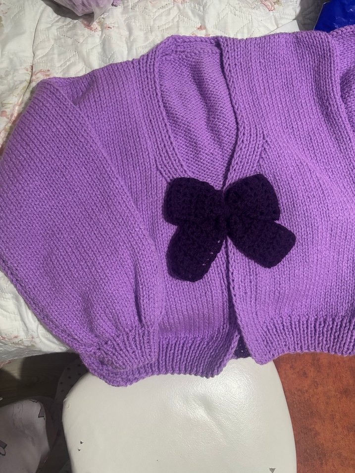 Mor el örgüsü hırka Kız Hırka - Görsel 3