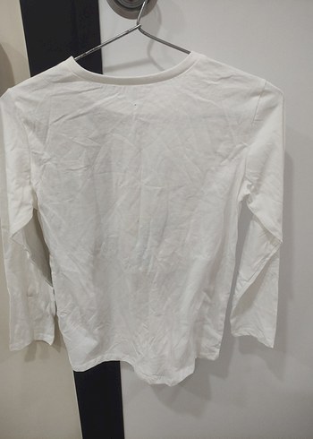 Beyaz Uzun Kollu Baskılı Kız Tişörtü - Görsel 3