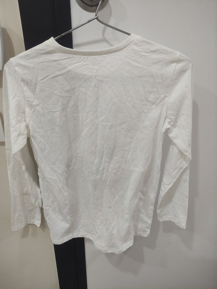 Beyaz Uzun Kollu Baskılı Kız Tişörtü - Görsel 3