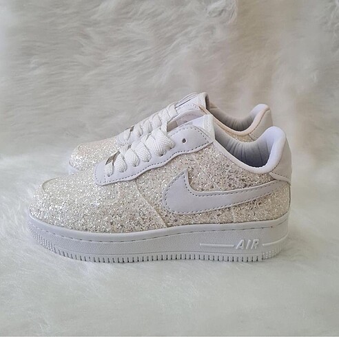 37 Beden beyaz Renk Nike Airforce1 Simli Kadın Sneakers