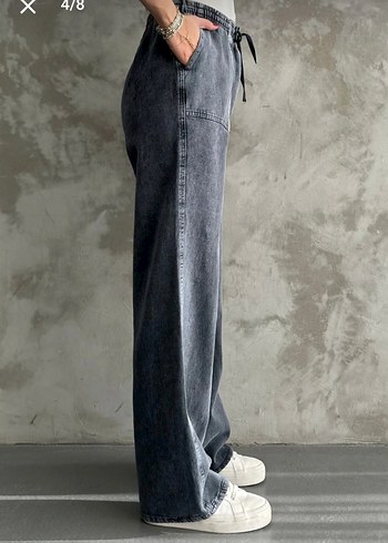 m Beden Antrasit Beli Elastik Cepli geniş paça pantalon