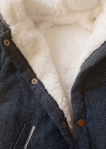 Gri Kapüşonlu Bebek Tulumu montu - Görsel 2