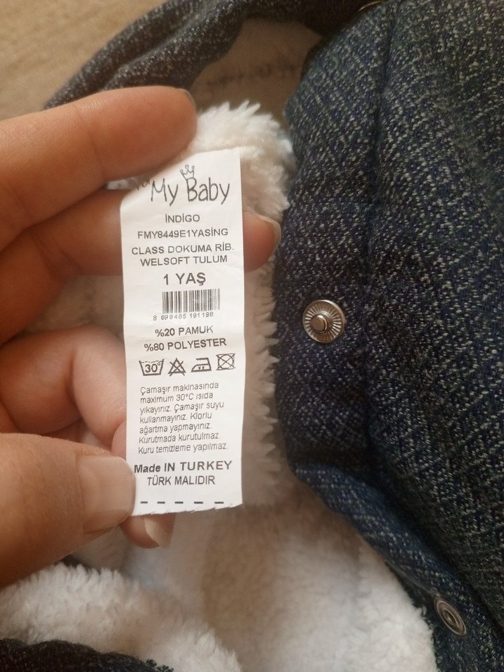 Gri Kapüşonlu Bebek Tulumu montu - Görsel 4