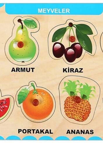 Beden Ahşap Tutmalı Eğitici Yapboz Sayılar ve Bul - Tak Meyveler