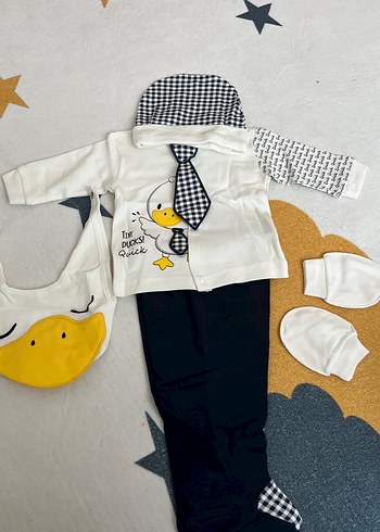 Bebek Erkek Baskılı Beyaz Sweatshirt Takım
