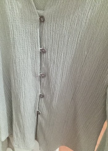 Bej Düğmeli Keten Gömlek - Görsel 2