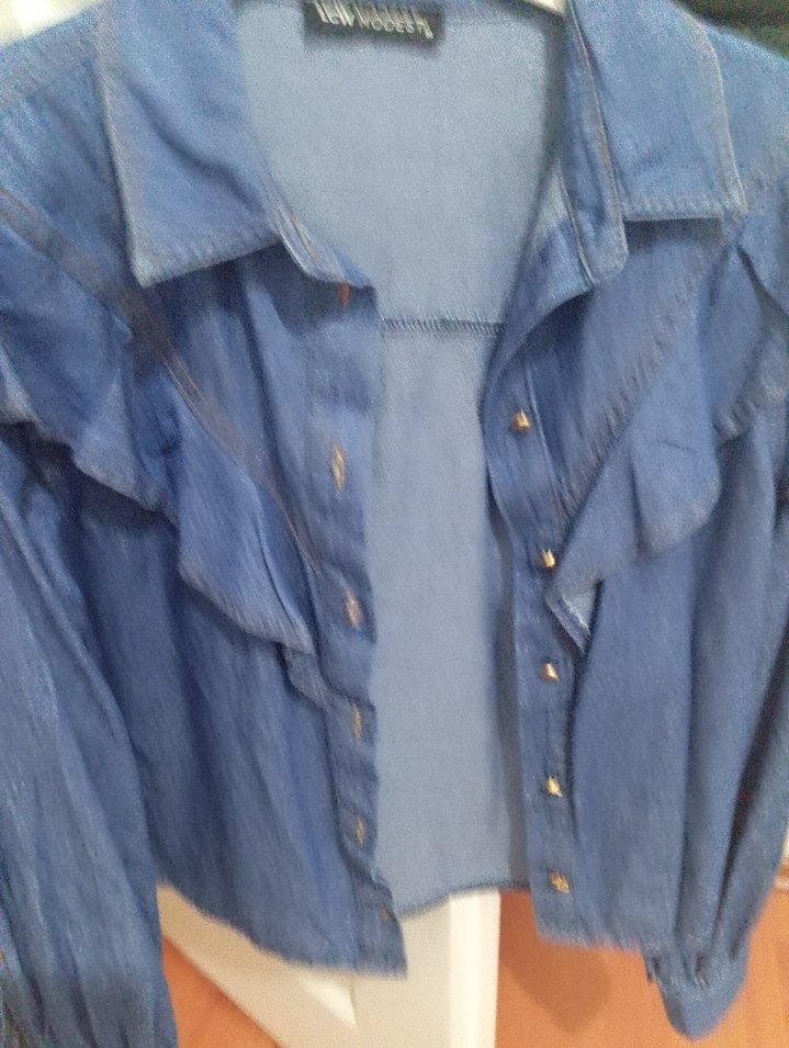 Düğmeli Mavi Kadın Denim Ceket - Görsel 2