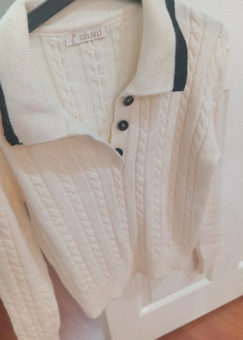 Düğmeli Gri Kadın Triko Kazak - Görsel 3